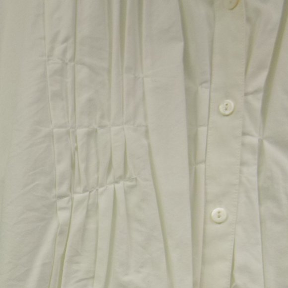 Foxcroft Shaped Stretch Ruched Button Front Collared Boho Style Blouse Size 8 - Picture 10 of 10